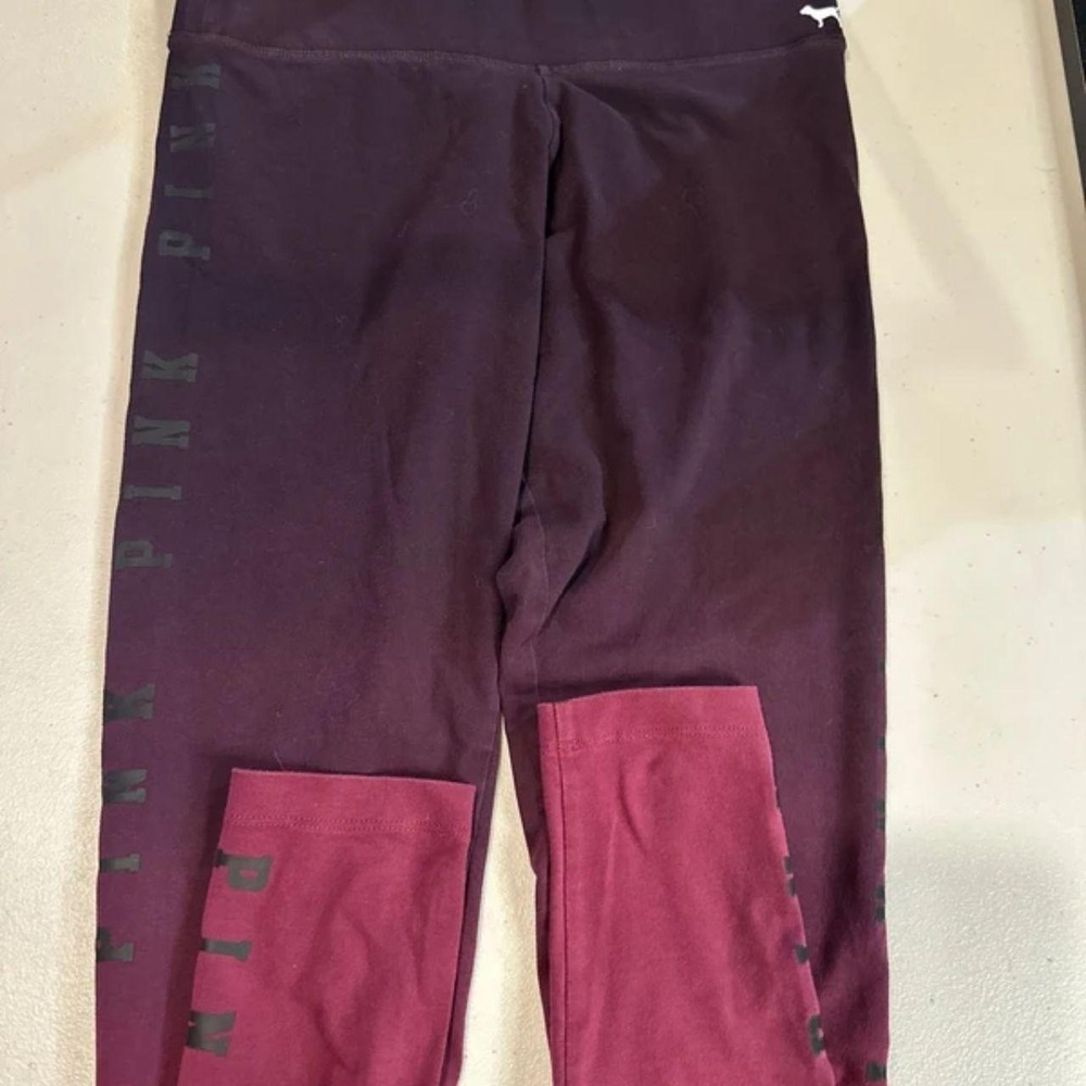 Victorias Secret PINK Ombre Leggings Plum Berry Logo Athletic Yoga Pants Small